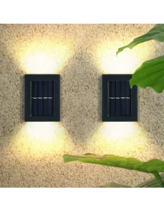 Set 2 lampi solare pentru perete exterior, iluminare sus-jos, lumina calda