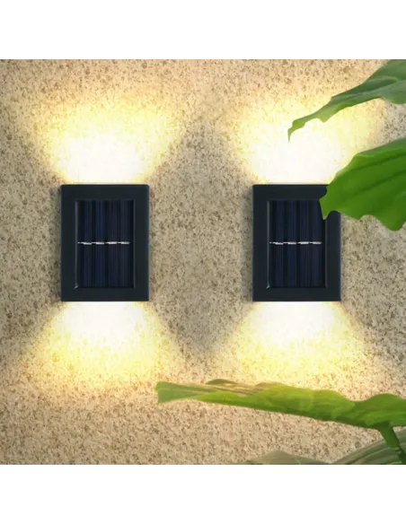 Set 2 lampi solare pentru perete exterior, iluminare sus-jos, lumina calda