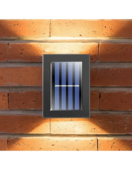 Set 2 lampi solare pentru perete exterior, iluminare sus-jos, lumina calda