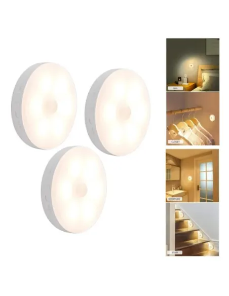 Set 3 x Lampa de veghe cu inductie, incarcare USB