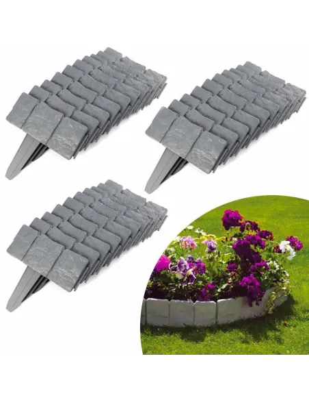 Set 10 x Bordura din plastic cu aspect de piatra