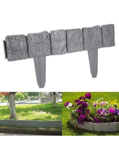 Set 10 x Bordura din plastic cu aspect de piatra