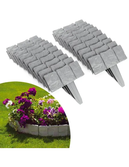 Set 10 x Bordura din plastic cu aspect de piatra