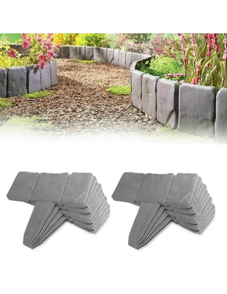 Set 20 x Bordura din plastic cu aspect de piatra