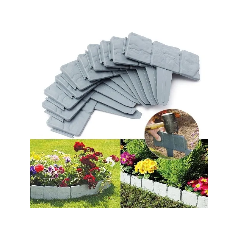 Set 20 x Bordura din plastic cu aspect de piatra