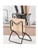 Organizator Elegant pentru Cuțite și Tocător – Negru, Metalic