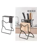 Organizator Elegant pentru Cuțite și Tocător – Negru, Metalic