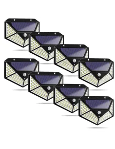 Set 8 x Lampa 100 LED cu panou solar, senzor de miscare