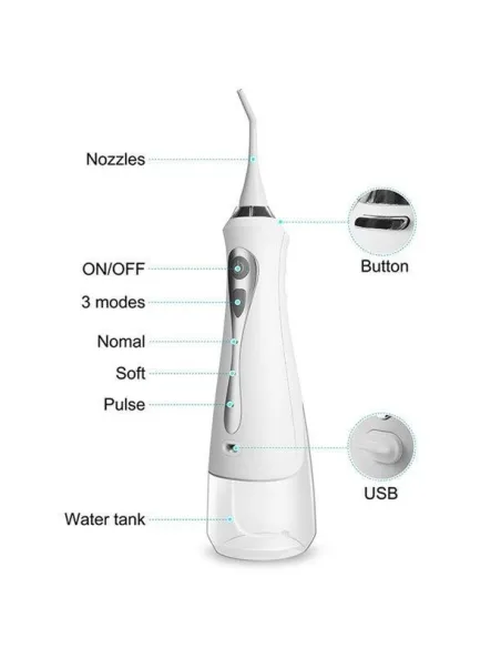 Irigator bucal portabil, 3 moduri de lucru, 1800 mAh, 230 ml
