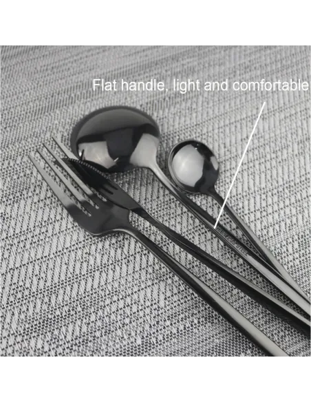 Set de tacamuri inox, 24 piese, 6 persoane, model portughez, auriu/negru