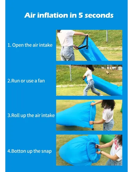 Saltea Gonflabilă Tip Lazy Bag cu Umflare prin Aer