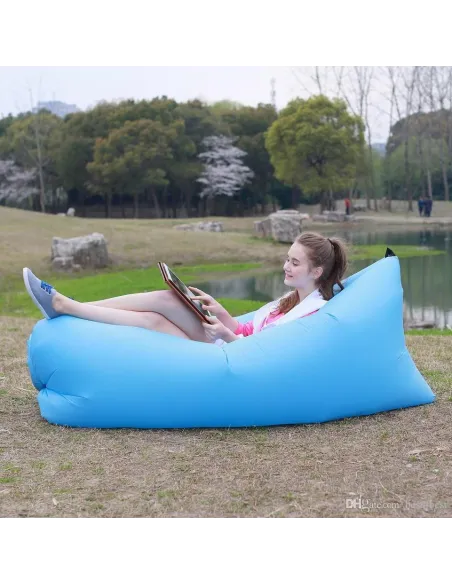 Saltea Gonflabilă Tip Lazy Bag cu Umflare prin Aer