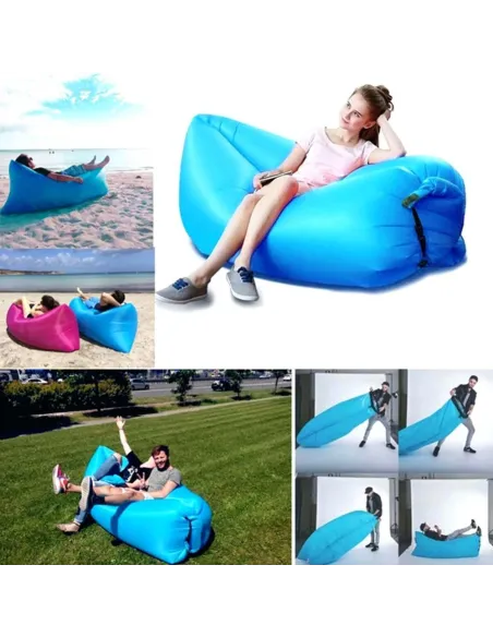 Saltea Gonflabilă Tip Lazy Bag cu Umflare prin Aer
