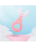 Periuta de dinti circulara pentru copii, din silicon, U-shape, roz