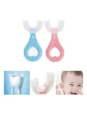 Periuta de dinti circulara pentru copii, din silicon, U-shape, roz