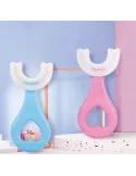Periuta de dinti circulara pentru copii, din silicon, U-shape, roz
