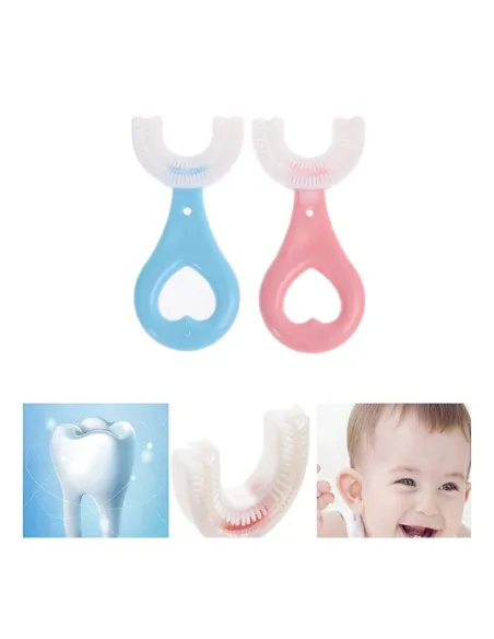 Set 2 x Periuta de dinti circulara pentru copii, din silicon, U- shape