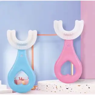 Set 2 x Periuta de dinti circulara pentru copii, din silicon, U- shape 2