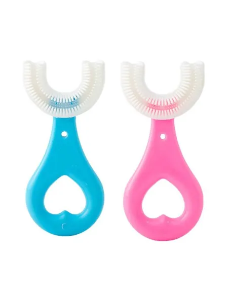 Set 2 x Periuta de dinti circulara pentru copii, din silicon, U- shape