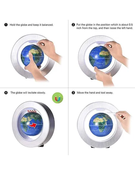 Glob anti gravitational plutitor-magnetic cu lumini LED si Harta Lumii