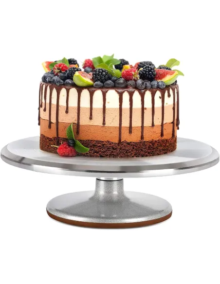 Platou cu picior rotativ pentru decorat tort, aluminium, diametru 30 cm si picior antiaderent