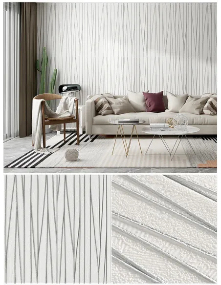 Set 5 placi tapet 4D, autoadeziv, 70x70cm, diverse culori, model liniute