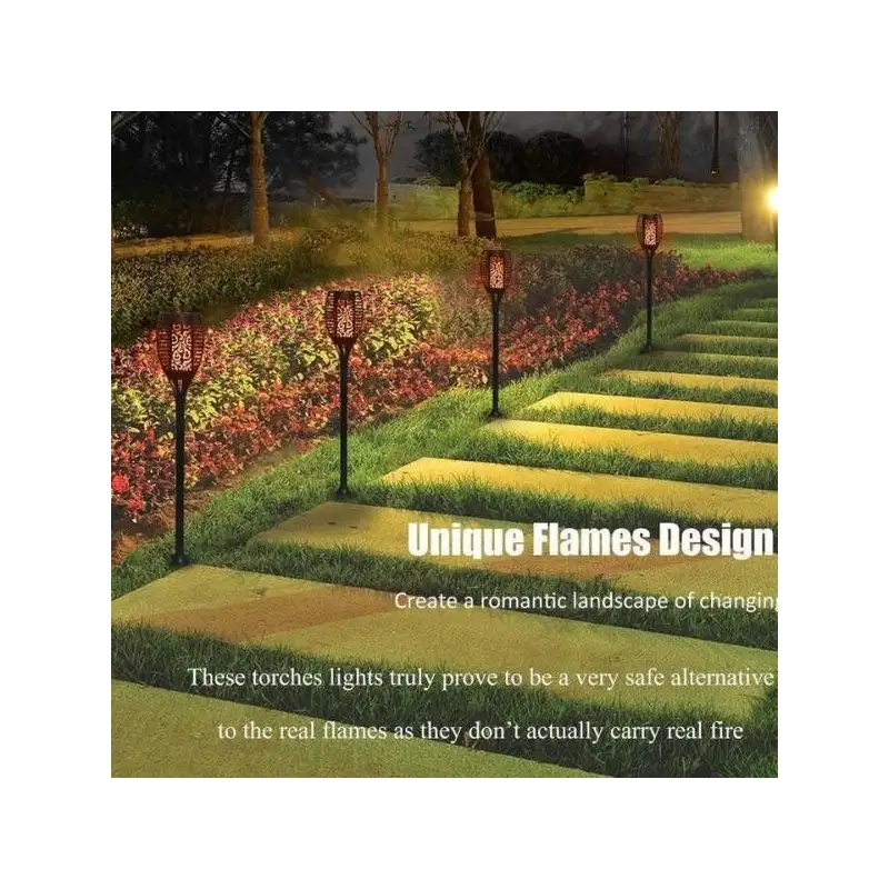 Set 8 x Lampa solara tip torta cu efect flacara falsa, marime medie, 61 cm, IP65, rezistente la intemperii