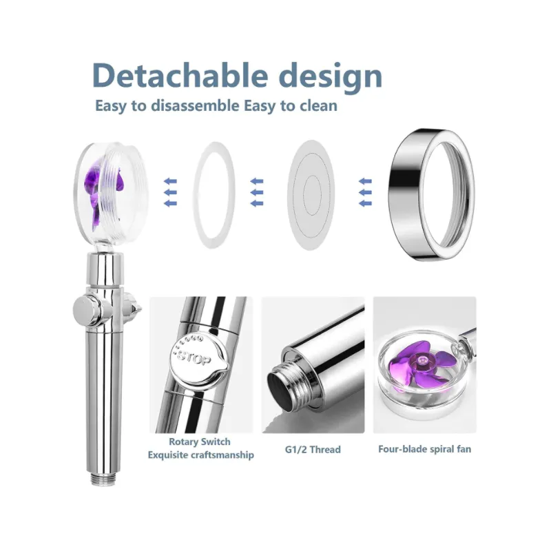 Cap de dus turbo pro, cu elice pentru presiune apa, buton on/off