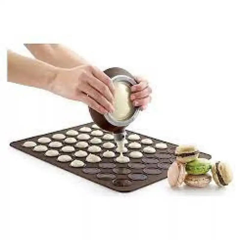 Tava copt macarons, foaie copt macarons, 48 de forme rotunde, silicon, maro