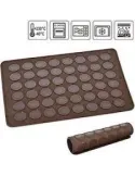 Tava copt macarons, foaie copt macarons, 48 de forme rotunde, silicon, maro