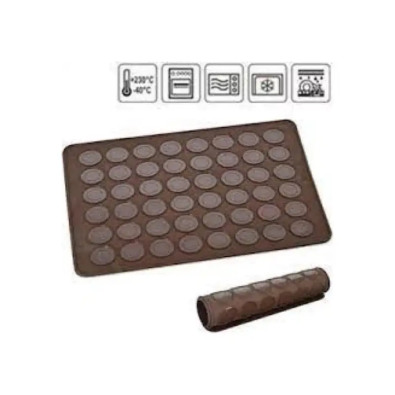 Tava copt macarons, foaie copt macarons, 48 de forme rotunde, silicon, maro
