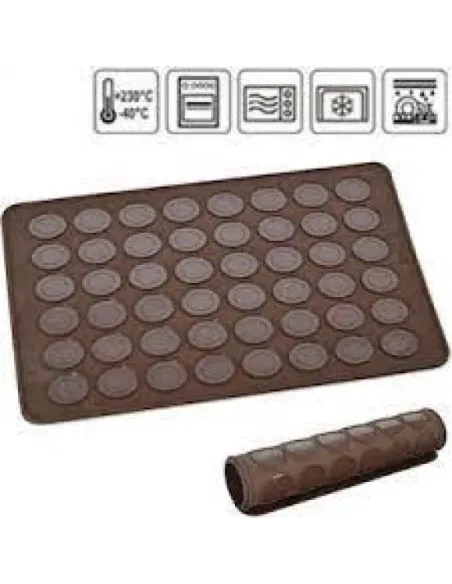 Tava copt macarons, foaie copt macarons, 48 de forme rotunde, silicon, maro