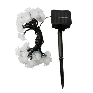 Instalatie solara 50 LED trandafiri, alb cald 2
