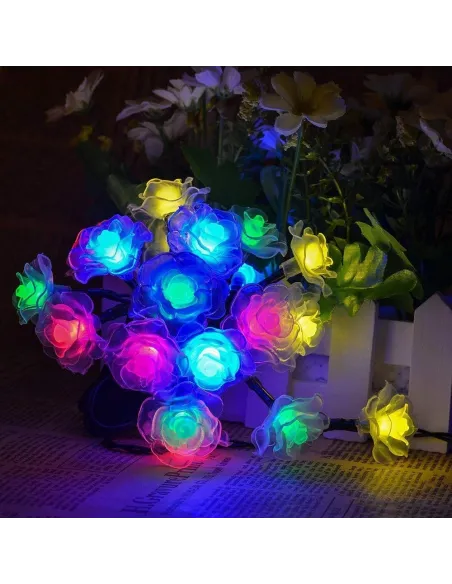 Instalatie solara 50 LED trandafiri, multicolor