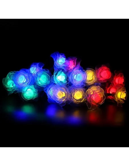 Instalatie solara 50 LED trandafiri, multicolor