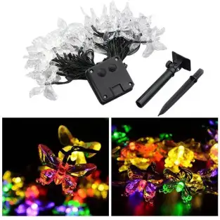 Instalatie solara 50 LED fluturi Fairy, multicolor 2