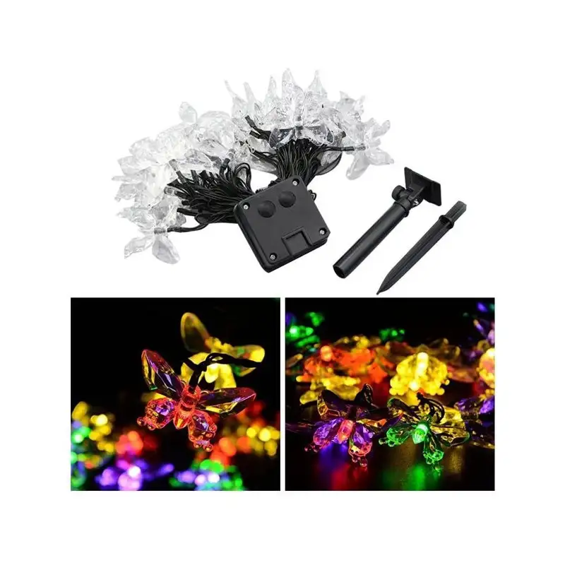 Instalatie solara 50 LED fluturi Fairy, multicolor