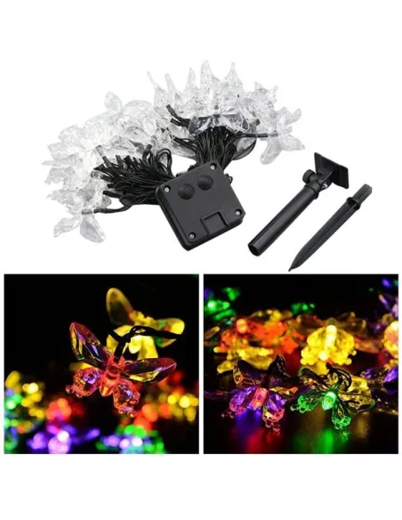 Instalatie solara 50 LED fluturi Fairy, multicolor