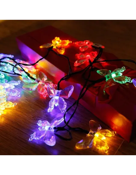 Instalatie solara 50 LED fluturi Fairy, multicolor