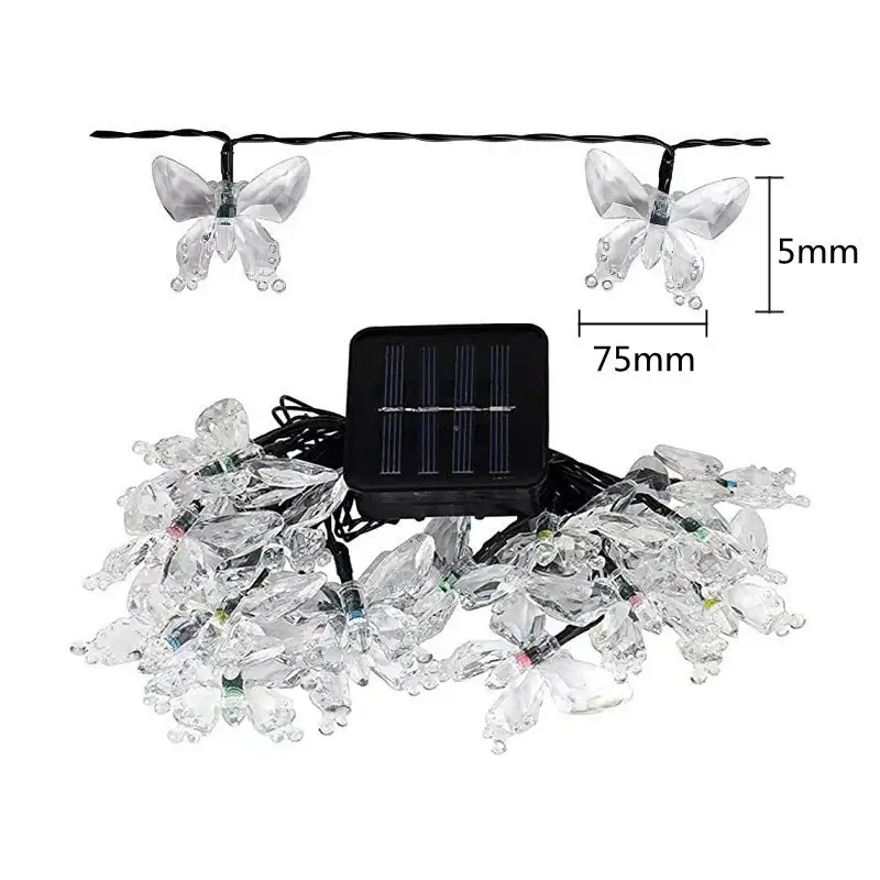 Instalatie solara 50 LED fluturi Fairy, multicolor