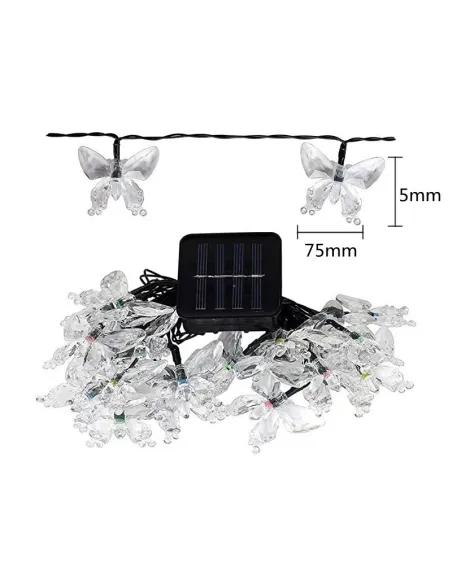 Instalatie solara 50 LED fluturi Fairy, multicolor