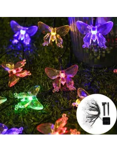 Instalatie solara 50 LED fluturi Fairy, multicolor
