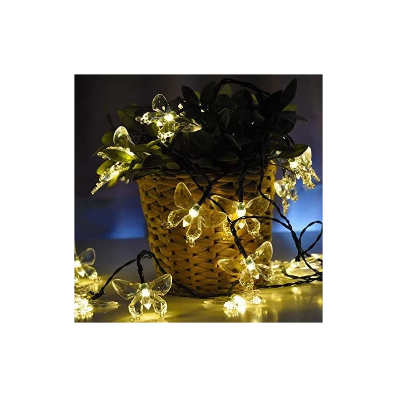 Instalatie solara 50 LED fluturi Fairy, alb cald