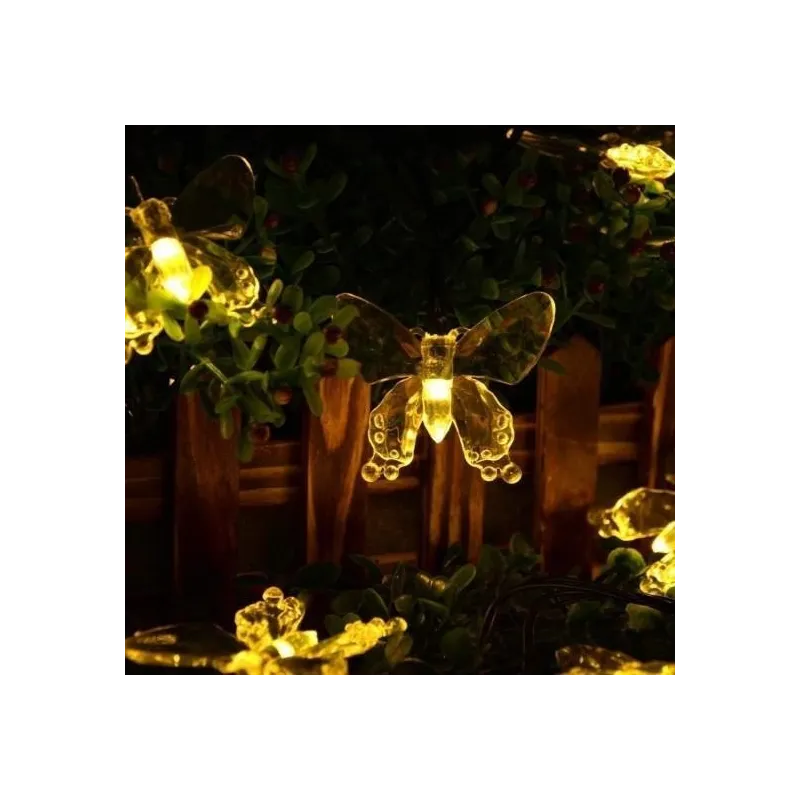 Instalatie solara 50 LED fluturi Fairy, alb cald