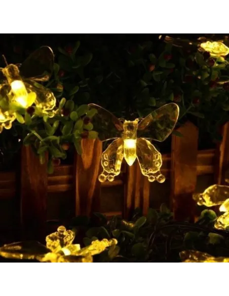 Instalatie solara 50 LED fluturi Fairy, alb cald