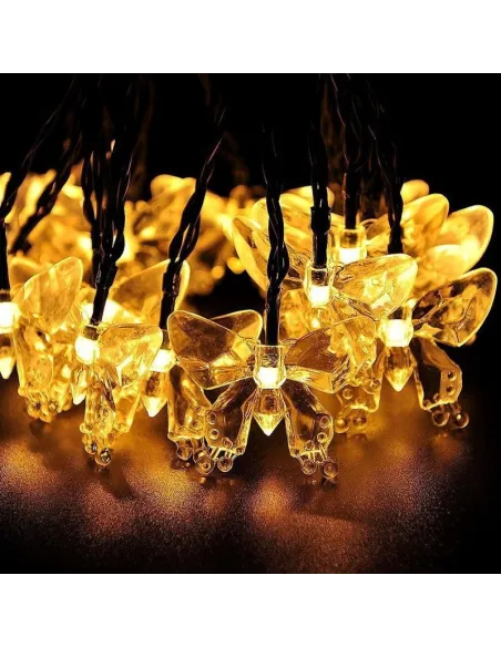Instalatie solara 50 LED fluturi Fairy, alb cald