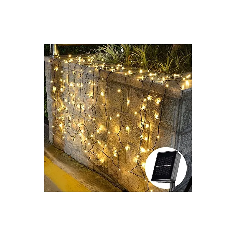 Instalatie 100 LED pentru exterior cu incarcare solara, alb cald