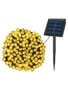 Instalatie 100 LED pentru exterior cu incarcare solara, alb cald