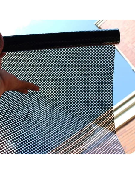 Autocolant perforat geamuri, Negru, 45 x 300 cm