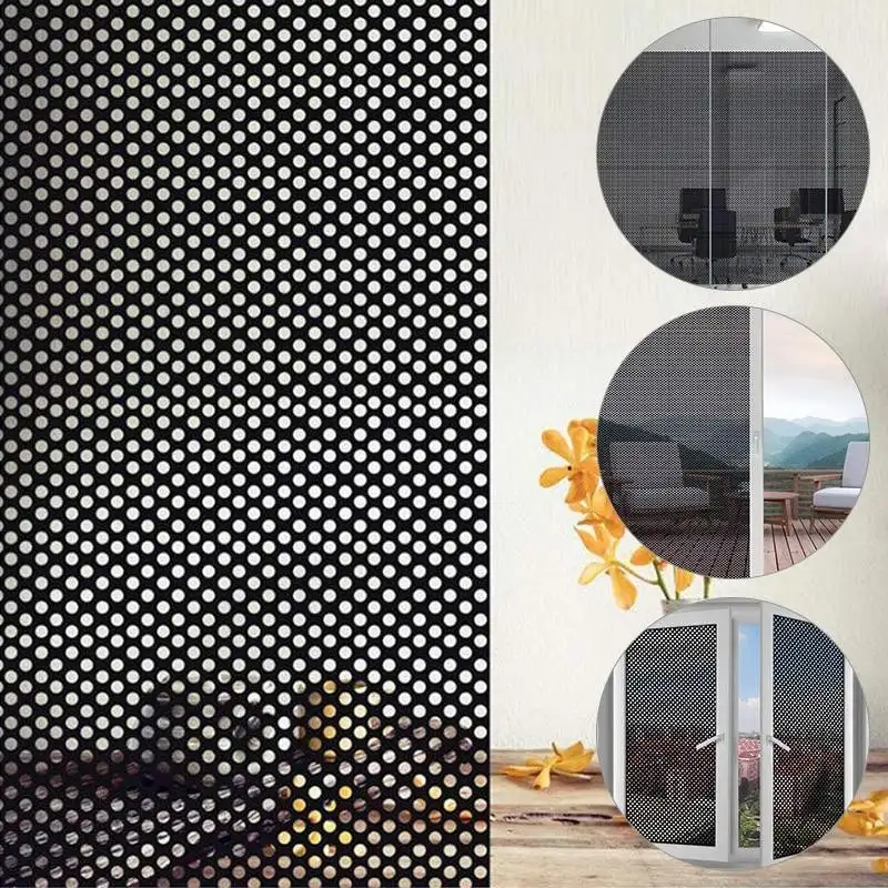 Autocolant perforat geamuri, Negru, 45 x 300 cm